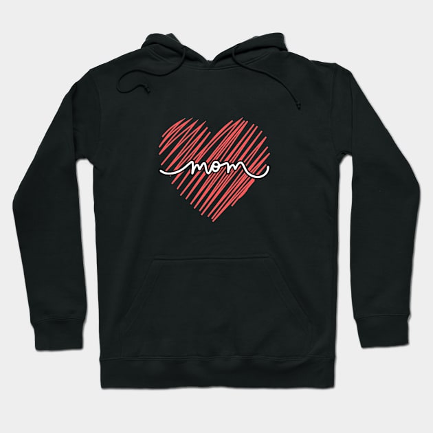 Mom and Scribble Heart Black Hoodie by LThings